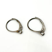 Black Rhodium Sterling Silver Plain Lever Back Ear Wire